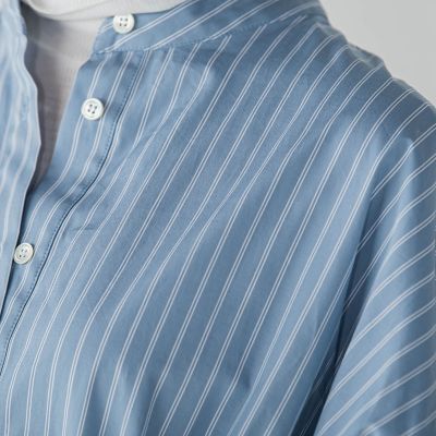 カラーストライプウエストマークオーバーシャツ≪洗濯機で洗える