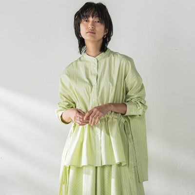 ＜MAYSON GREY（Women）＞カラーストライプウエストマークオーバーシャツ≪洗濯機で洗える≫