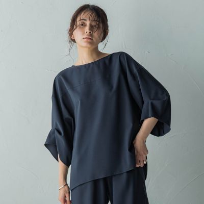 タックワイドスリーブボートネックブラウス≪洗濯機で洗える≫