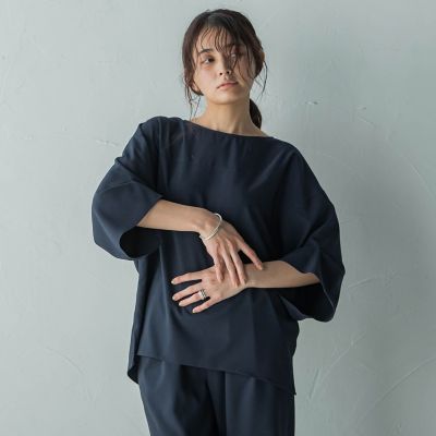 タックワイドスリーブボートネックブラウス≪洗濯機で洗える≫