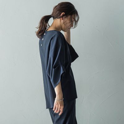 タックワイドスリーブボートネックブラウス≪洗濯機で洗える≫