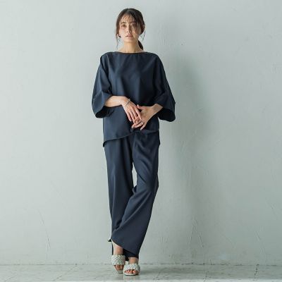タックワイドスリーブボートネックブラウス≪洗濯機で洗える≫