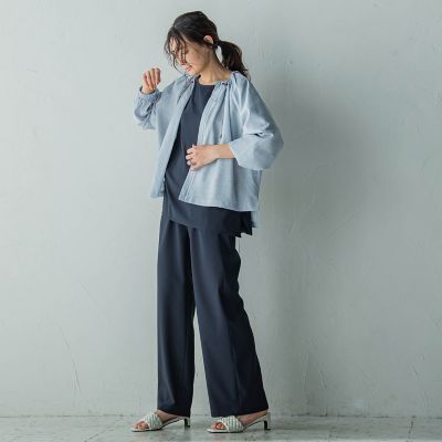 タックワイドスリーブボートネックブラウス≪洗濯機で洗える≫
