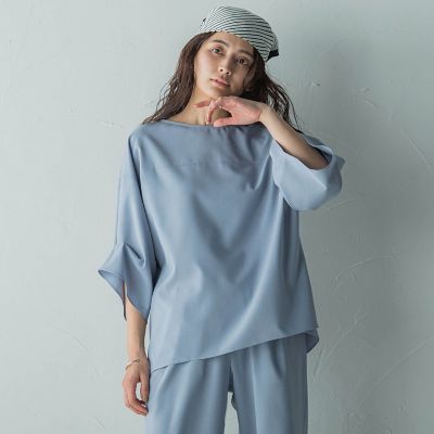 タックワイドスリーブボートネックブラウス≪洗濯機で洗える≫