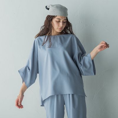 タックワイドスリーブボートネックブラウス≪洗濯機で洗える≫