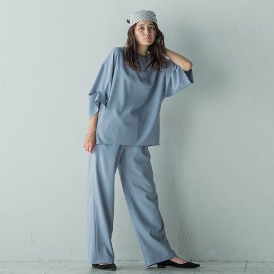 タックワイドスリーブボートネックブラウス≪洗濯機で洗える≫
