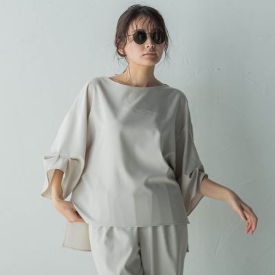 MAYSON GREY（Women）/メイソングレイ タックワイドスリーブボートネックブラウス≪洗濯機で洗える≫