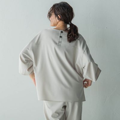 タックワイドスリーブボートネックブラウス≪洗濯機で洗える≫