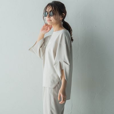タックワイドスリーブボートネックブラウス≪洗濯機で洗える≫