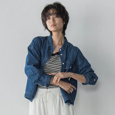 MAYSON GREY / メイソングレイ デニムクロップドシャツ≪洗濯機で洗える≫ デニムクロップドシャツ≪洗濯機で洗える≫ | MAYSON GREY