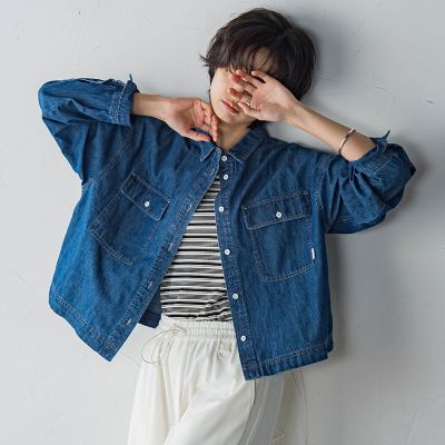MAYSON GREY / メイソングレイ デニムクロップドシャツ≪洗濯機で洗える≫ デニムクロップドシャツ≪洗濯機で洗える≫ | MAYSON GREY