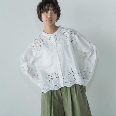MAYSON GREY（Women）/メイソングレイ 叶えるスカラップ刺繍クロップドシャツ≪手洗い可能≫
