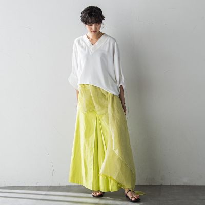 タックワイドスリーブＶネックドルマンブラウス≪手洗い可能≫
