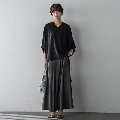 タックワイドスリーブＶネックドルマンブラウス≪手洗い可能≫