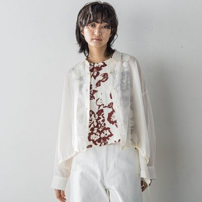 リネンドロストクロップドシャツ≪手洗い可能≫