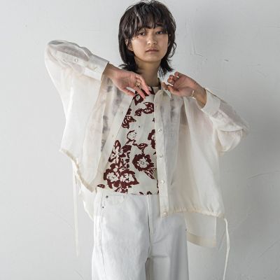 リネンドロストクロップドシャツ≪手洗い可能≫