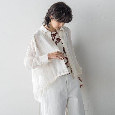 リネンドロストクロップドシャツ≪手洗い可能≫