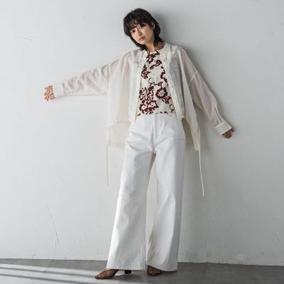 リネンドロストクロップドシャツ≪手洗い可能≫
