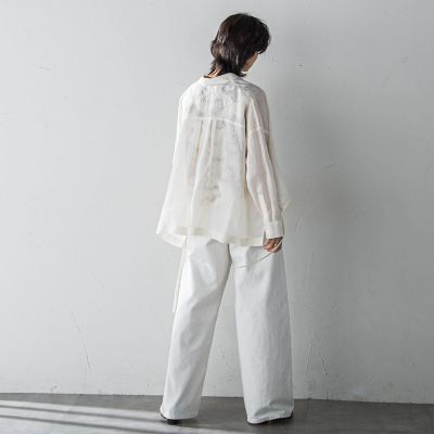 リネンドロストクロップドシャツ≪手洗い可能≫