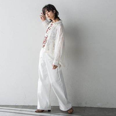 リネンドロストクロップドシャツ≪手洗い可能≫