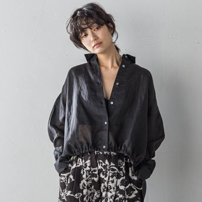 リネンドロストクロップドシャツ≪手洗い可能≫