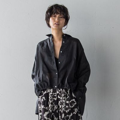 リネンドロストクロップドシャツ≪手洗い可能≫