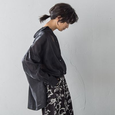 リネンドロストクロップドシャツ≪手洗い可能≫