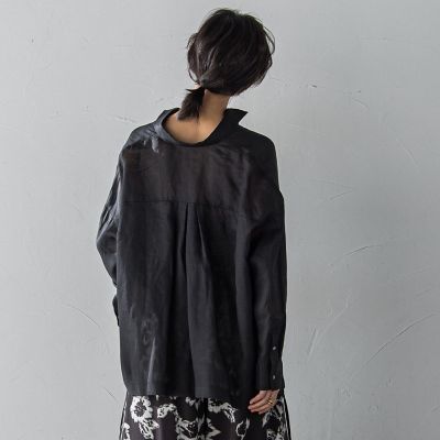 リネンドロストクロップドシャツ≪手洗い可能≫
