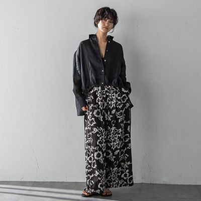 リネンドロストクロップドシャツ≪手洗い可能≫