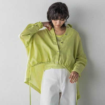 リネンドロストクロップドシャツ≪手洗い可能≫