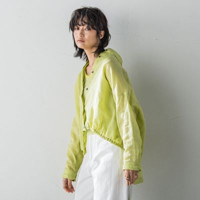 リネンドロストクロップドシャツ≪手洗い可能≫