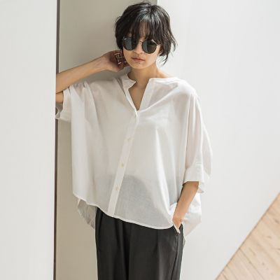 キャンブリックバックギャザー刺繍ブラウス≪手洗い可能≫
