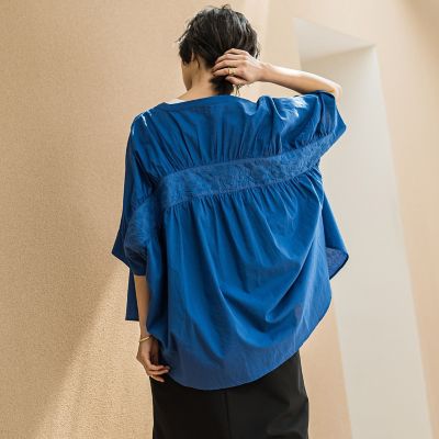 キャンブリックバックギャザー刺繍ブラウス≪手洗い可能≫