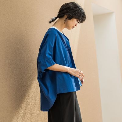 キャンブリックバックギャザー刺繍ブラウス≪手洗い可能≫