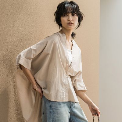 キャンブリックバックギャザー刺繍ブラウス≪手洗い可能≫