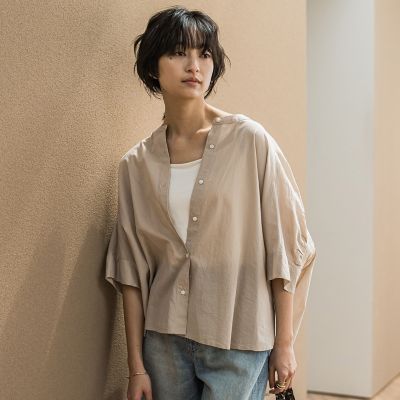 キャンブリックバックギャザー刺繍ブラウス≪手洗い可能≫