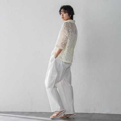 WEB限定】コード刺繍レースワイドシャツ≪手洗い可能
