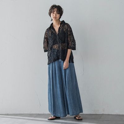 ブラウス シャツ 「WEB限定」コード刺繍レースワイドシャツ「手洗い可能」 レディース WEB限定】コード刺繍レースワイドシャツ≪手洗い可能