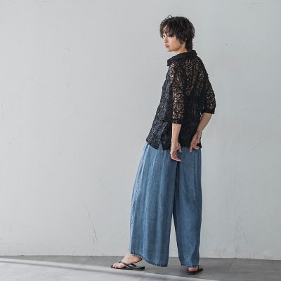 WEB限定】コード刺繍レースワイドシャツ≪手洗い可能