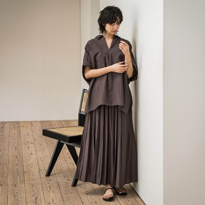 ラフィーネクロスハーフジップブラウス≪手洗い可能　／　セットアップ対応≫