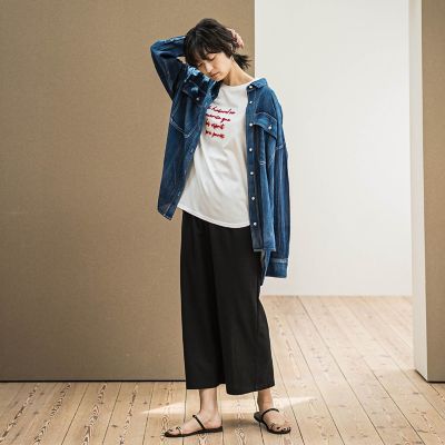 シアーデニムオーバーシャツ≪洗濯機で洗える≫