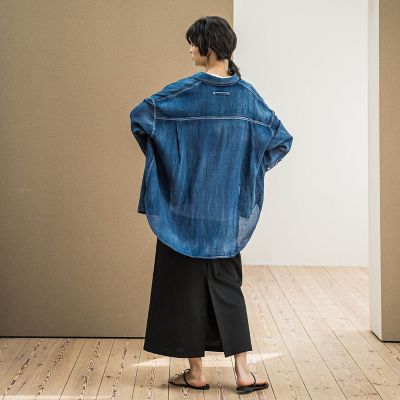 シアーデニムオーバーシャツ≪洗濯機で洗える≫
