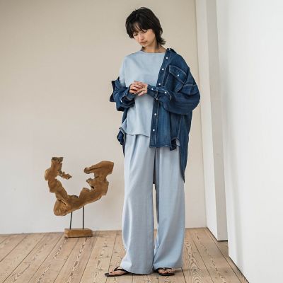 シアーデニムオーバーシャツ≪洗濯機で洗える≫