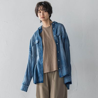 シアーデニムオーバーシャツ≪洗濯機で洗える≫