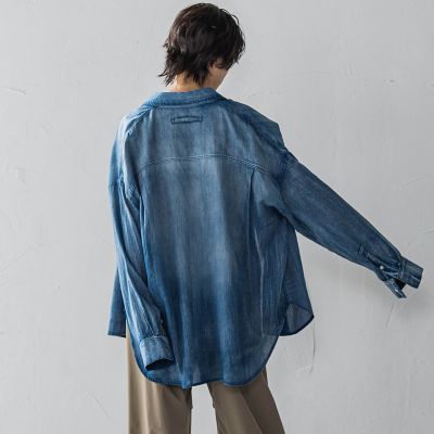 シアーデニムオーバーシャツ≪洗濯機で洗える≫