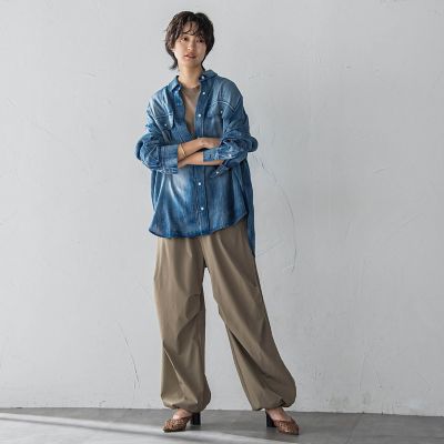 シアーデニムオーバーシャツ≪洗濯機で洗える≫