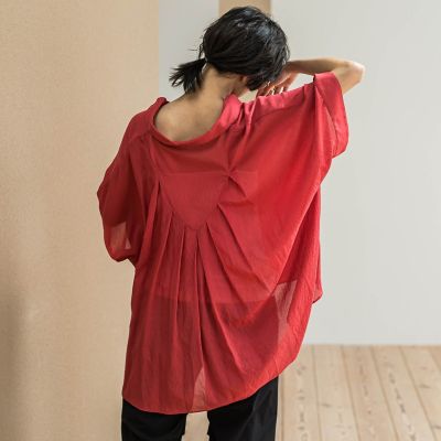 ブラウス シャツ シアー楊柳バックタックスキッパーブラウス「手洗い可能」 レディース シアー楊柳バックタックスキッパーブラウス≪手洗い可能