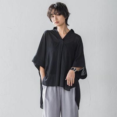 ＜MAYSON GREY（Women）＞シアー楊柳バックタックスキッパーブラウス≪手洗い可能≫