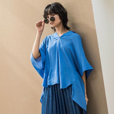 【SALE】MAYSON GREY（Women）/メイソングレイ シアー楊柳バックタックスキッパーブラウス&#8810;手洗い可能&#8811; 07ブルー トップス【三越伊勢丹/公式】