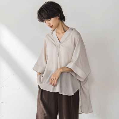 MAYSON GREY / メイソングレイ 【新色追加】シアー楊柳バックタックスキッパーブラウス≪手洗い可能≫ 新色追加】シアー楊柳バックタックスキッパーブラウス≪手洗い